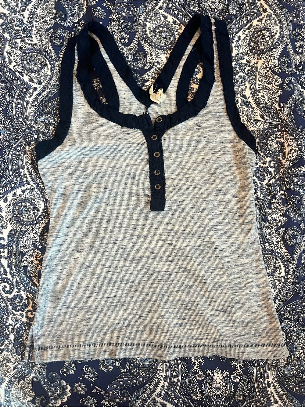 We The Free Blue Tank with Navy Trim